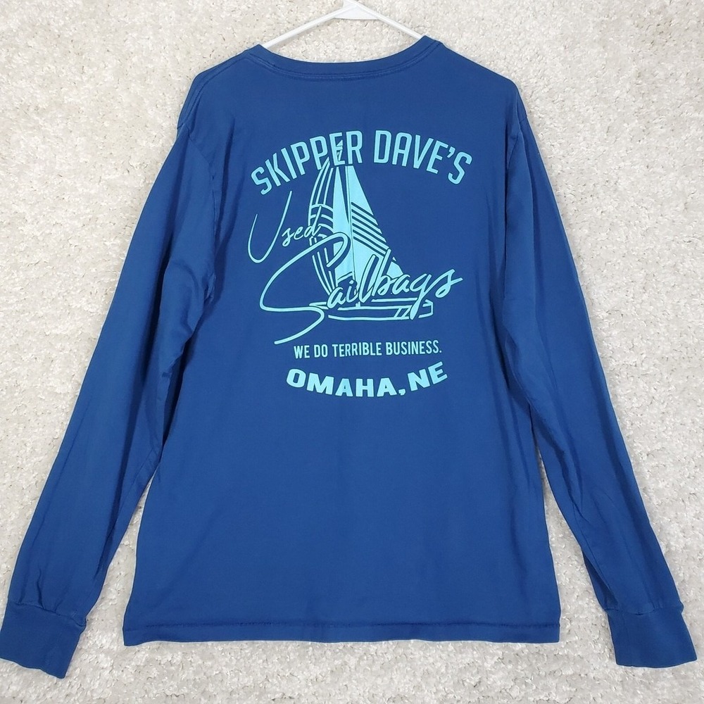 Chubbies Men's Long Sleeve Tee Skipper Dave's Graphic Blue Large Nautical Preppy